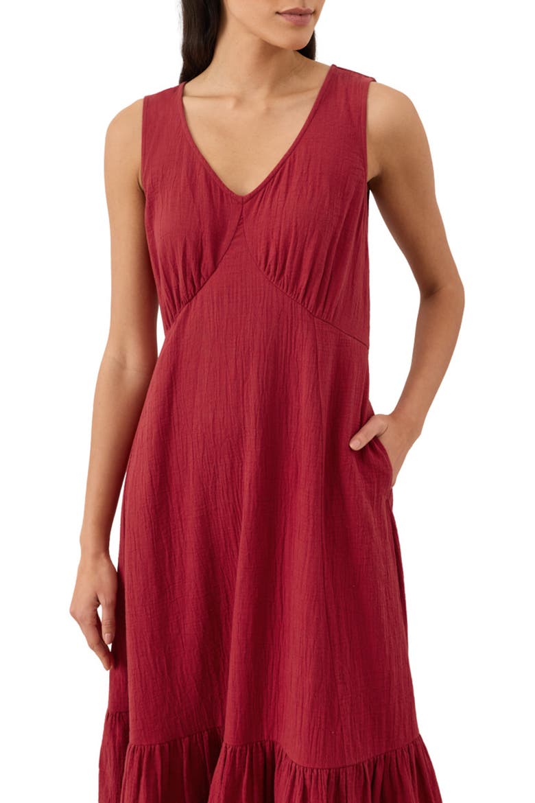 Organic Cotton Double Gauze Beach To Brunch Dress, Alternate, color, Poppy Red