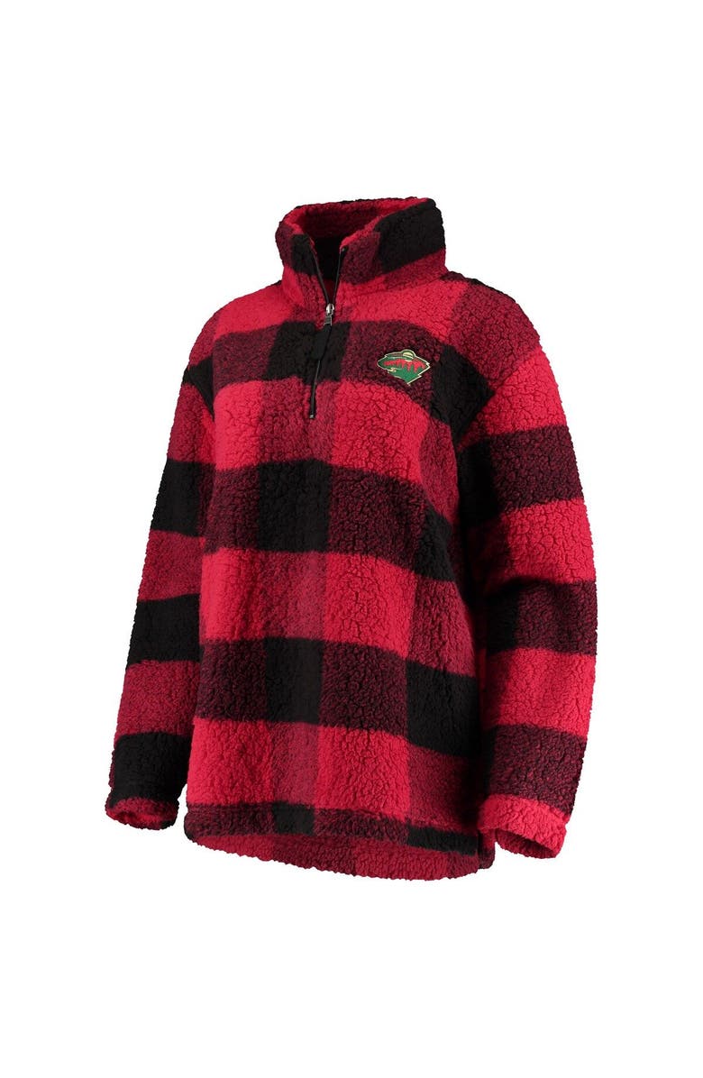 G-III 4HER BY CARL BANKS Women's G-III 4Her by Carl Banks Black/Red Minnesota Wild Plaid Sherpa Quarter-Zip Jacket, Alternate, color, 
