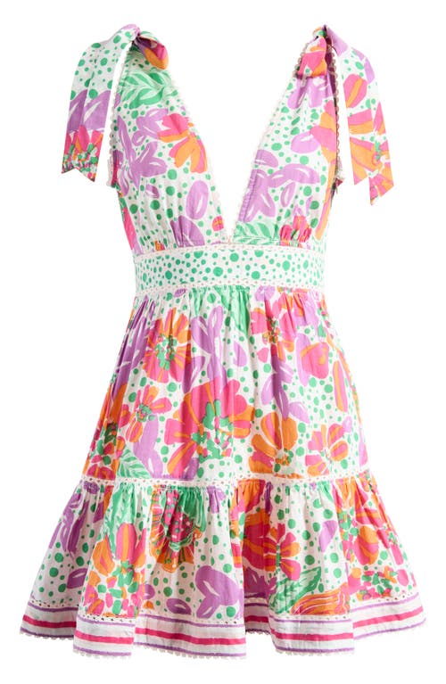 Poupette St Barth Cara Printed Cotton Minidress In Pink Artistic Flower