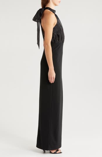 Organza & Crepe Halter Gown