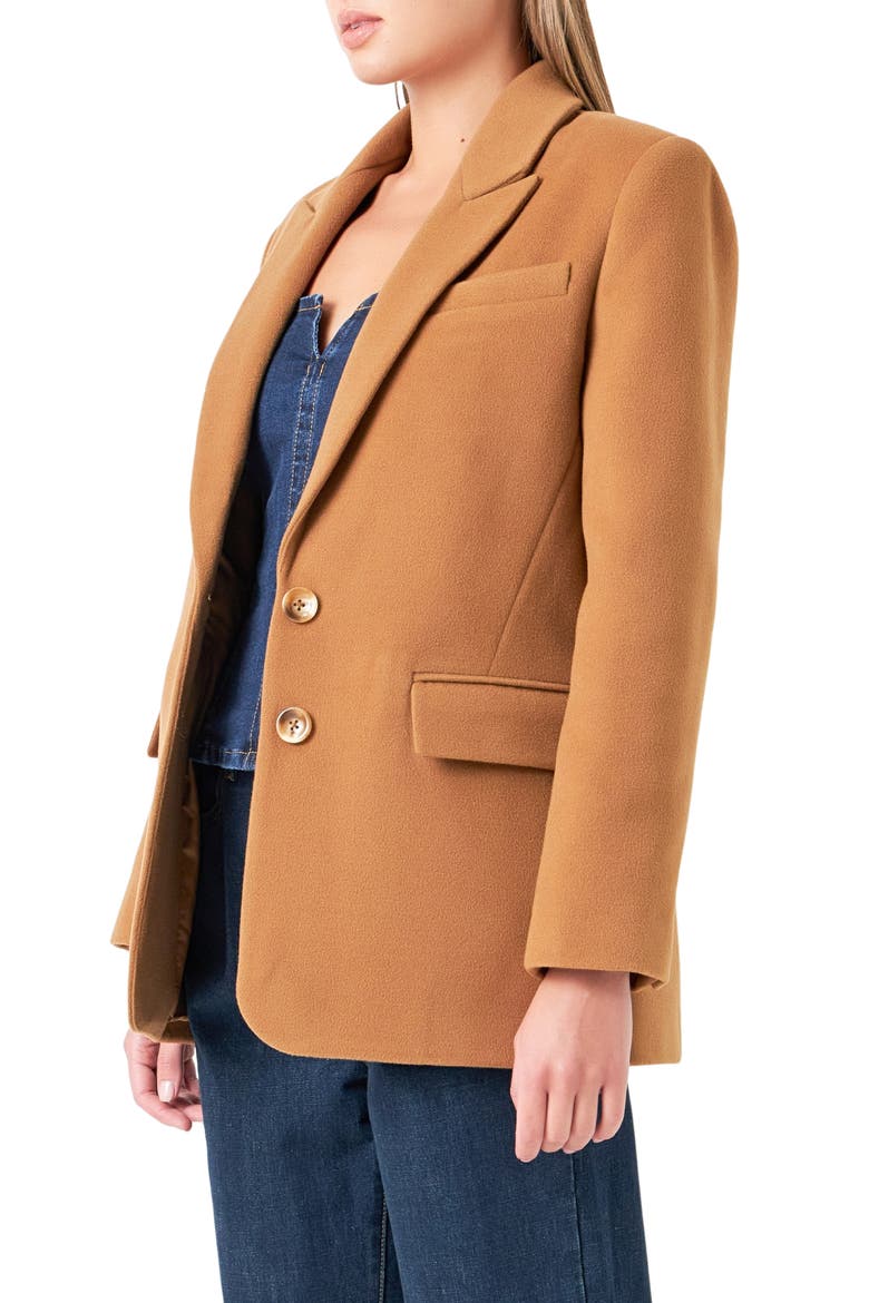 Oversize Single Breasted Blazer, Alternate, color, BROWN