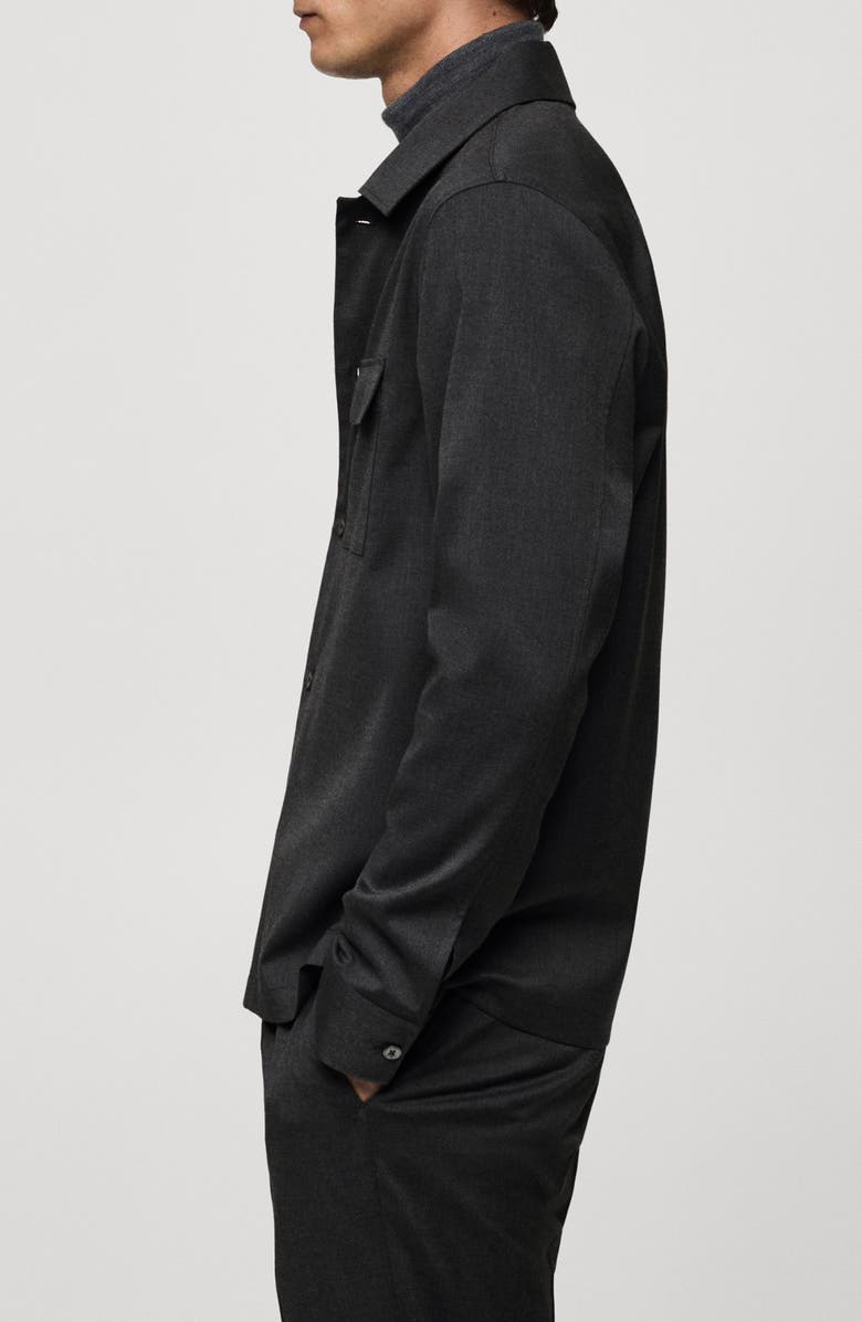 MANGO Pocket Slim Fit Overshirt, Alternate, color, Dark Heather Grey