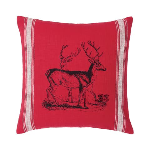 Stag Feed Sack Feed Sack Christmas Throw Pillow, 20" x 20"