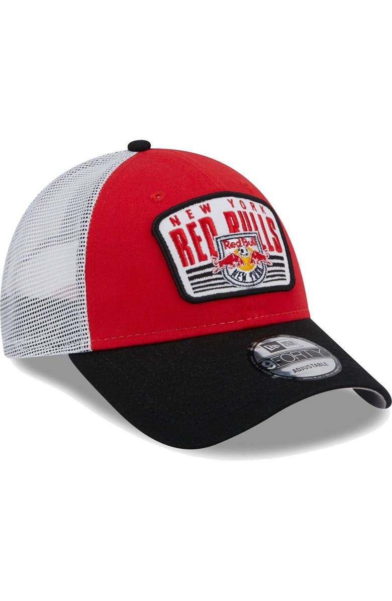 New Era Men's New Era Red/Black New York Red Bulls Patch 9FORTY Trucker Snapback Hat, Alternate, color, 