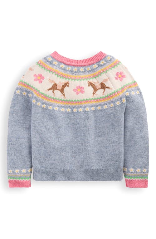 Mini Boden Kids' Edie Fair Isle Cardigan In Gray