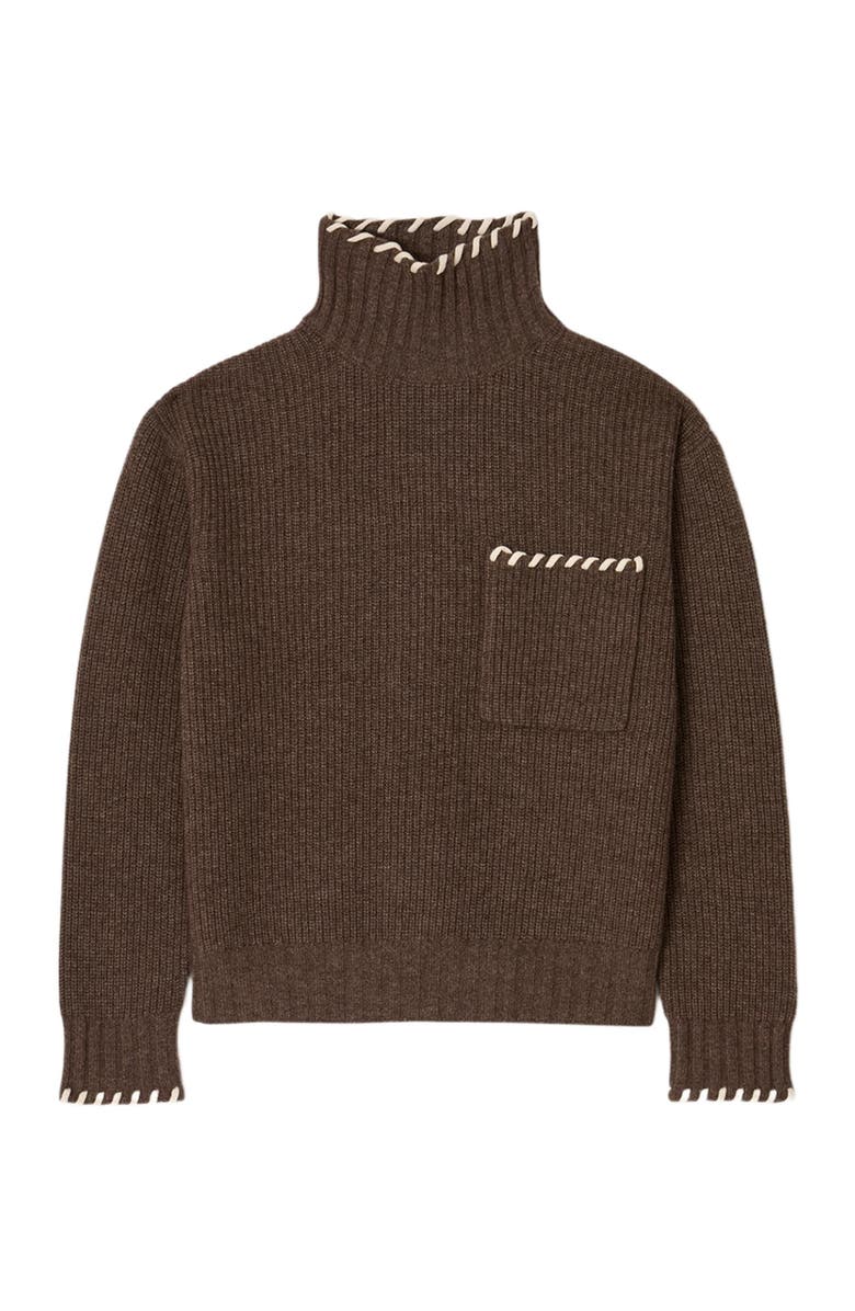 SANDRO Oversized turtleneck sweater, Alternate, color, Brown