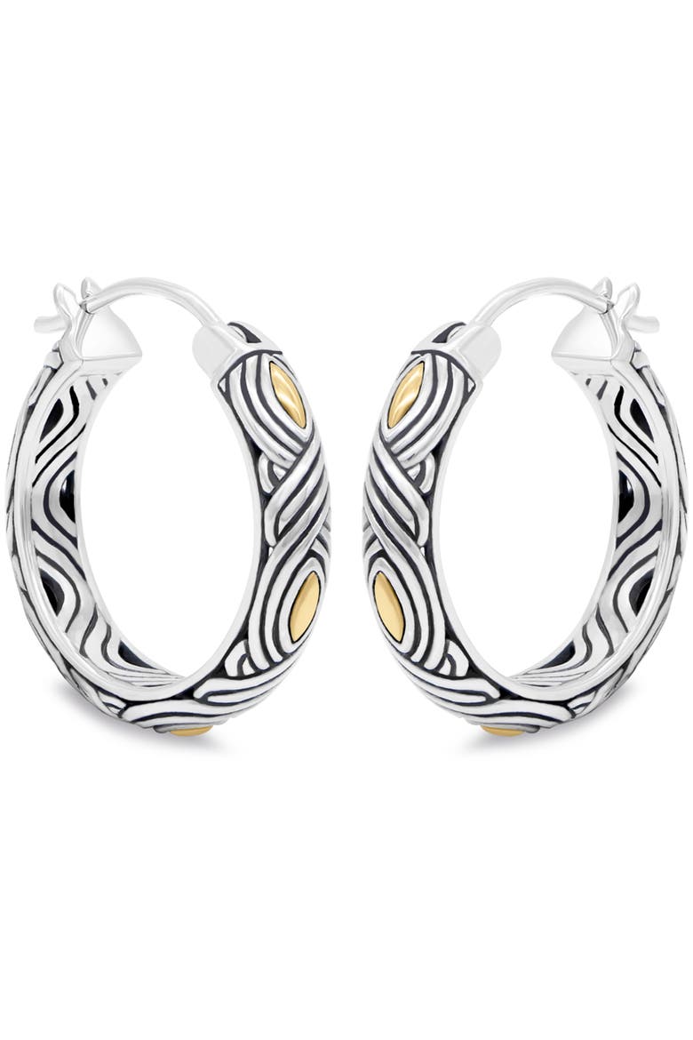 25mm Woven Hoop Earrings in Sterling Silver and 18K Gold, Alternate, color, Silver