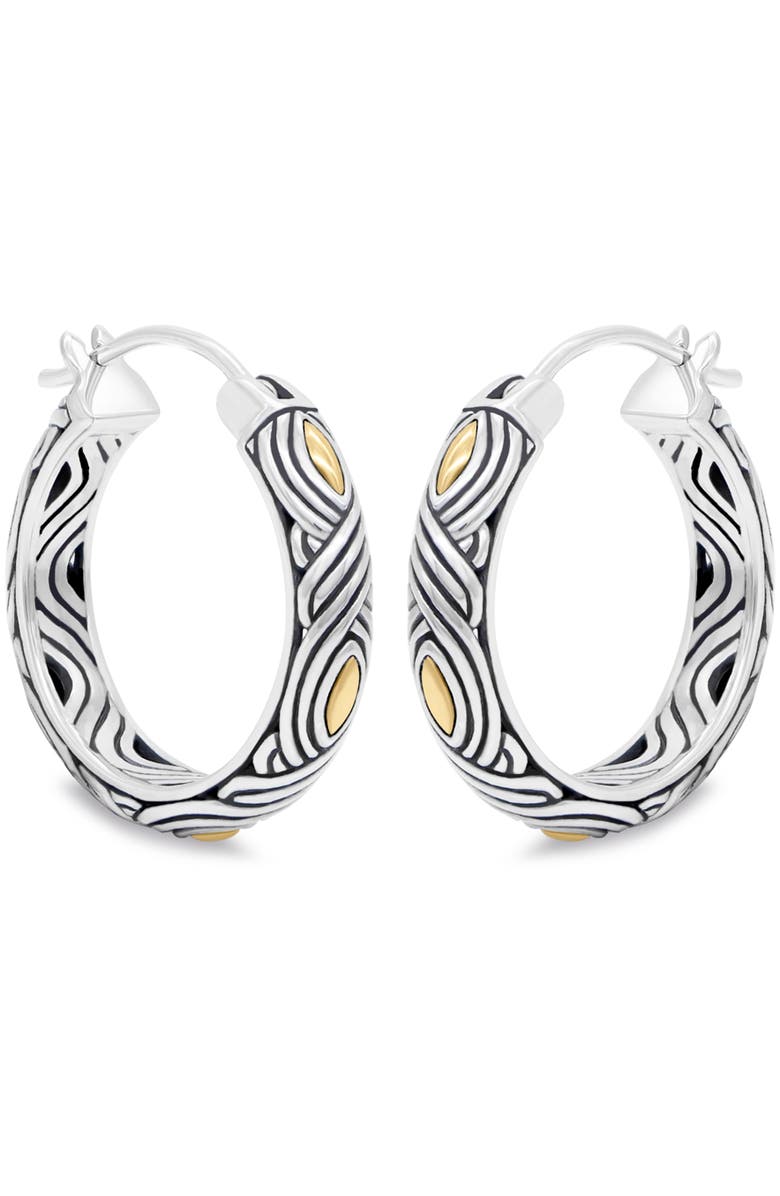 DEVATA 25mm Woven Hoop Earrings in Sterling Silver and 18K Gold, Alternate, color, Silver