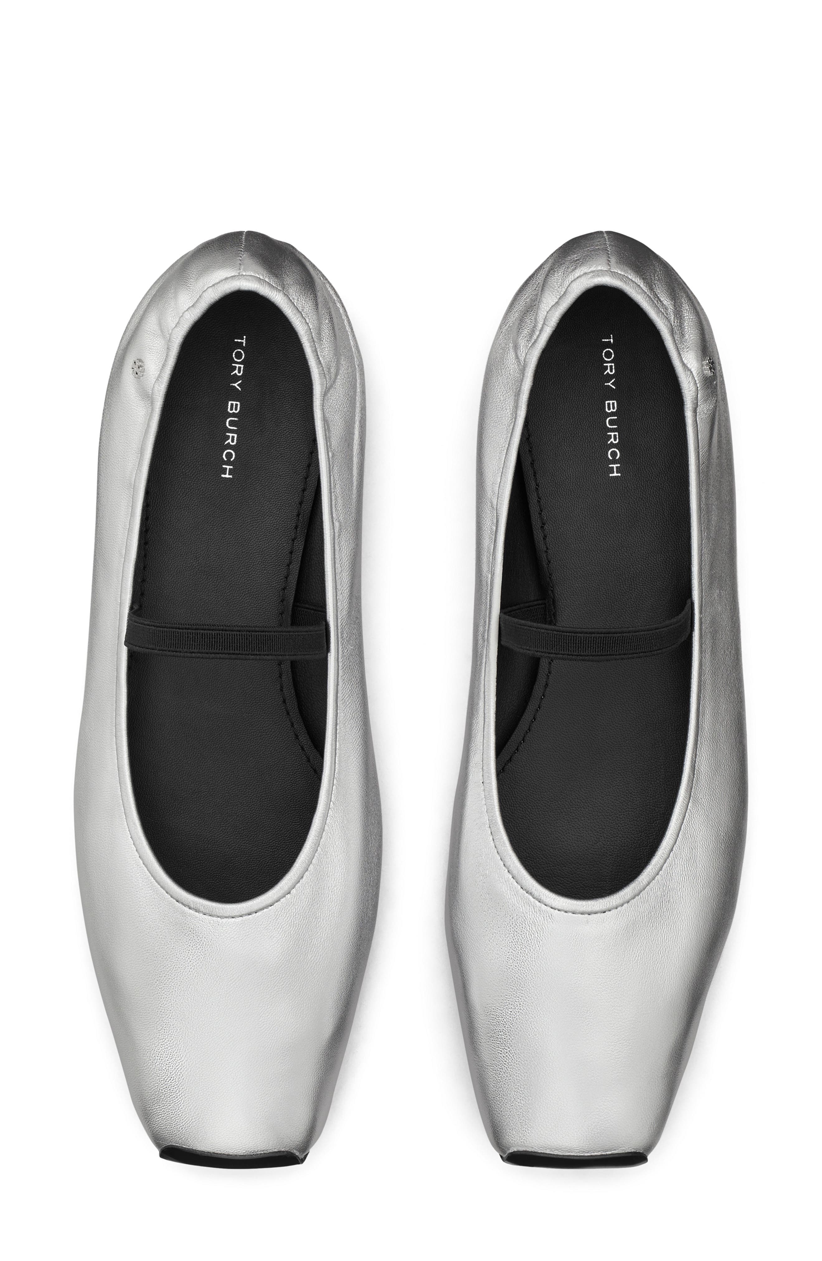 Runway Ballet Flat, Alternate, color, SILVER / PERFECT BLACK