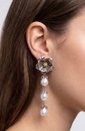 JARDIN Floral Faux Pearl Drop Earrings