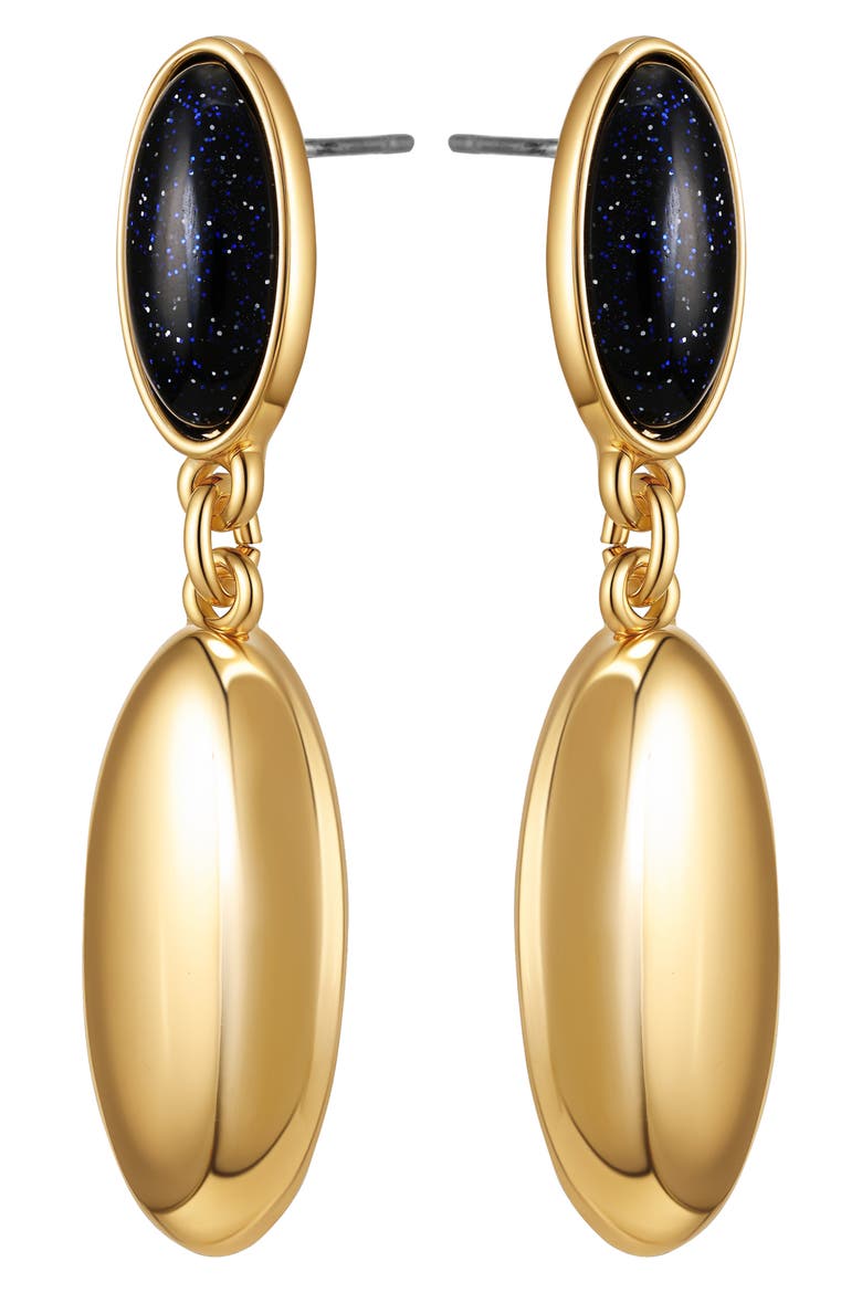 Oval Drop Earrings, Alternate, color, GOLDTONE