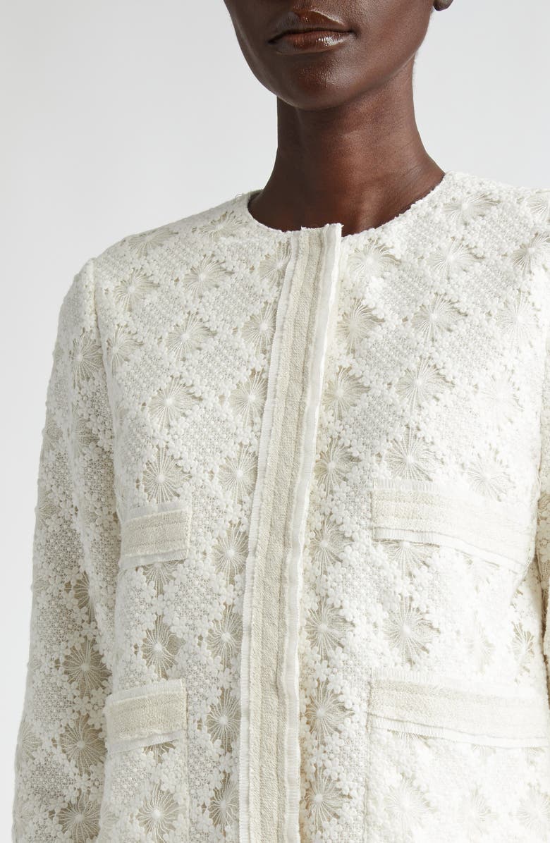 St. John Collection Mixed Media Guipure Lace Jacket, Alternate, color, 