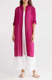 Eileen Fisher Long Sleeve Silk Shirt Dress