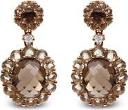 Haus of Brilliance 18K Gold Diamond Accent & Lemon & Smoky Color Quartz Gemstone Dangle Drop Earring