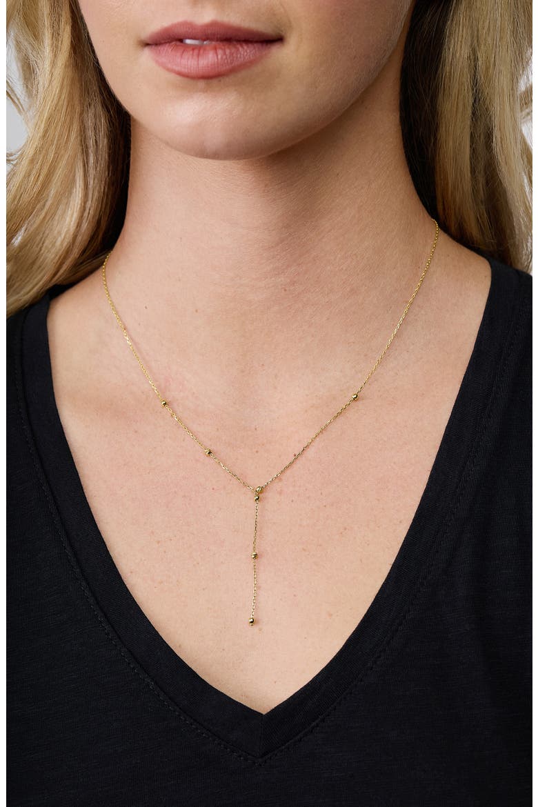 14K Gold Beaded Y-Necklace, Alternate, color, 14K YELLOW GOLD