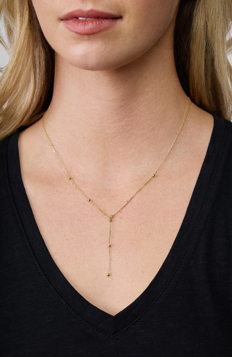 Bony Levy 14K Gold Beaded Y-Necklace, Alternate, color, 14K Yellow Gold