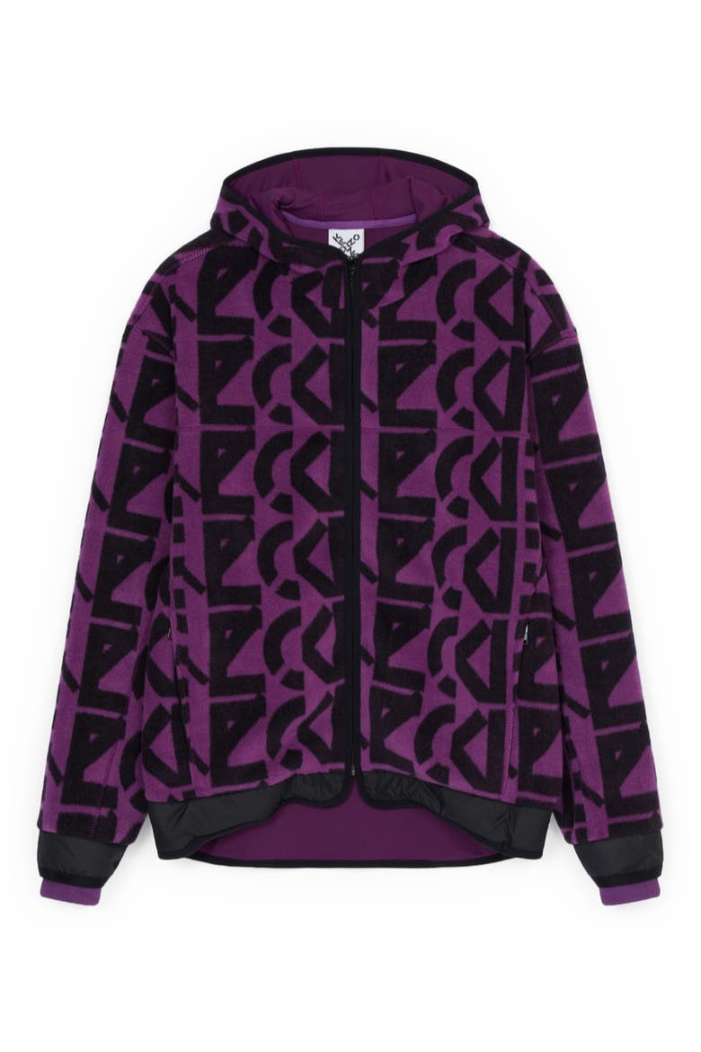 Monogram Polar Fleece Zip Hoodie, Main, color, PURPLE