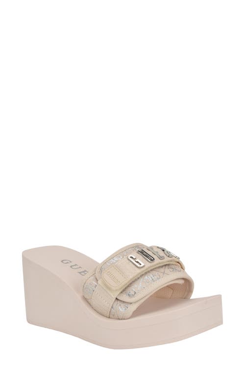 Guess Dellean Platform Wedge Sandal In Brown