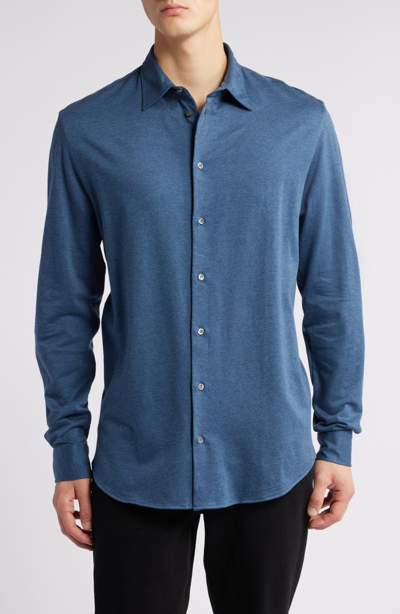 Emporio Armani Cotton Button-Up Shirt, Main, color,