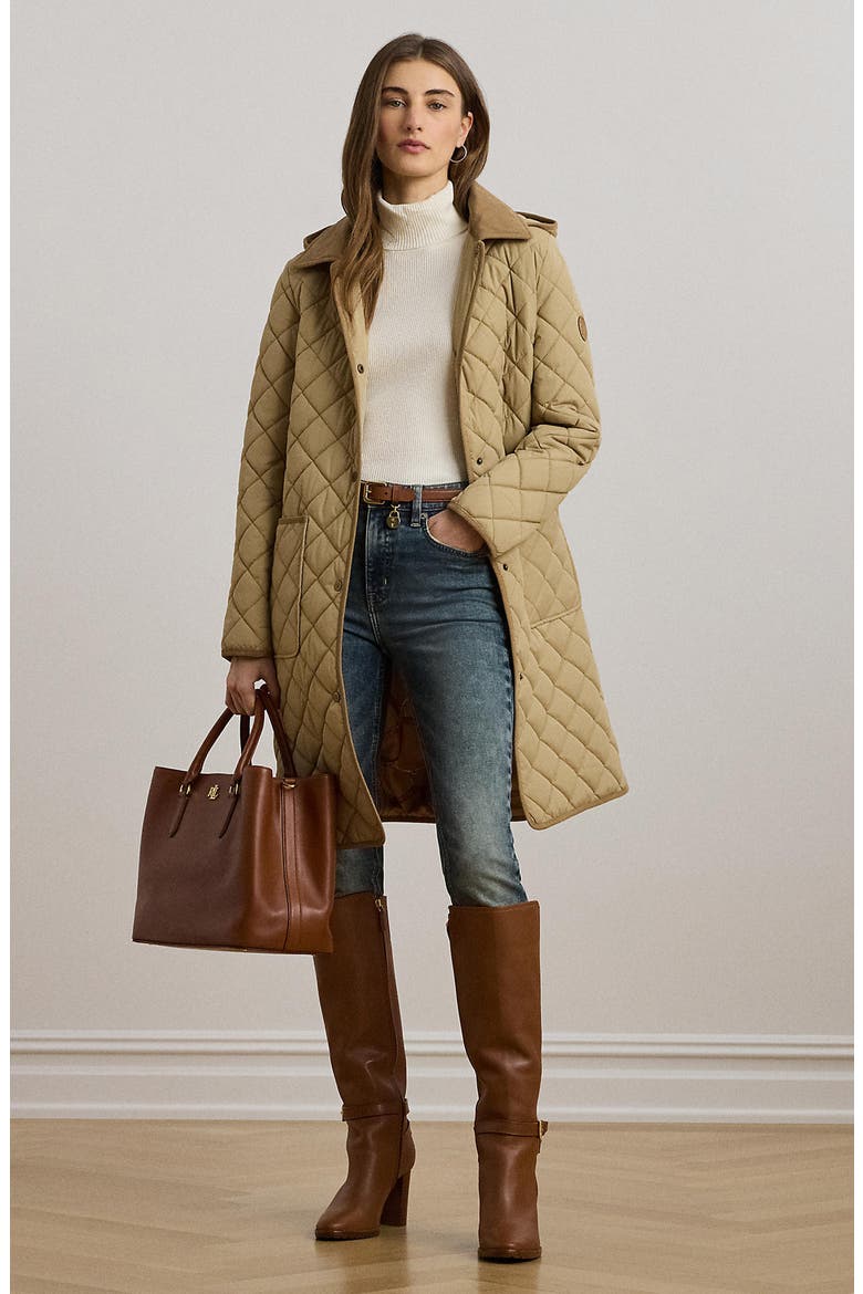 Diamond Quilted Hooded Coat, Alternate, color, BIRCH TAN