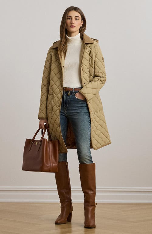 Ralph Lauren Lauren  Diamond Pattern Quilted Coat In Brown