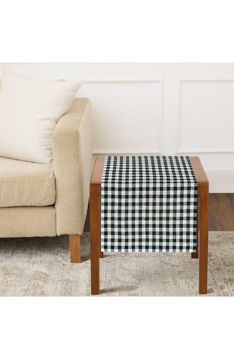Solino Home Linen Table Runner for Dining Table, Holiday and Everyday Table Decor - Gingham Check, Main, color, Black