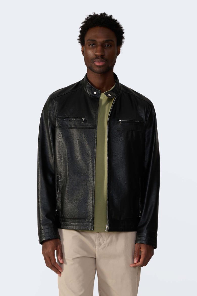 Oswald Leather Jacket, Main, color, Black