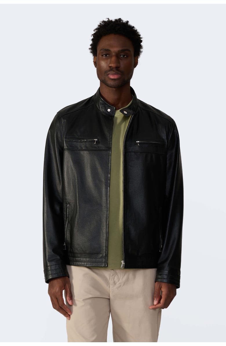 Furniq UK Oswald Leather Jacket, Main, color, Black