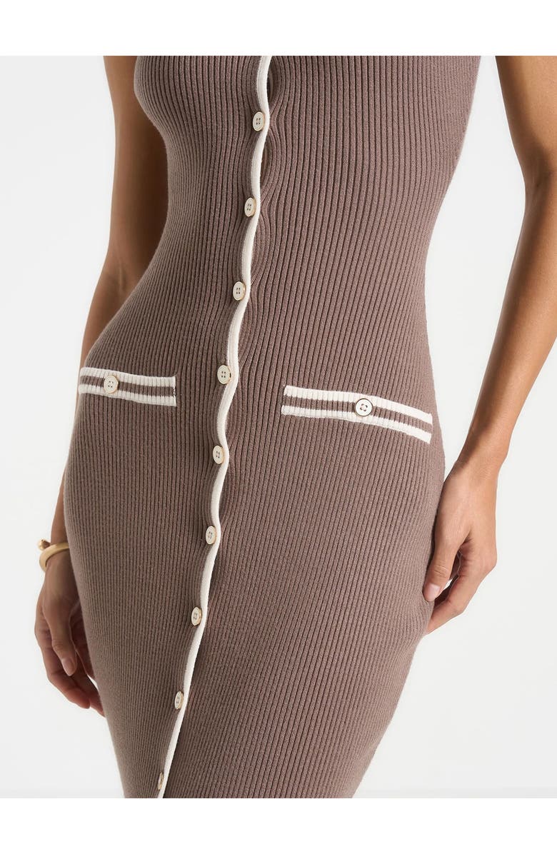 Manière De Voir Daphne Rib Knit Contrast Midaxi Dress, Alternate, color, Brown/Cream