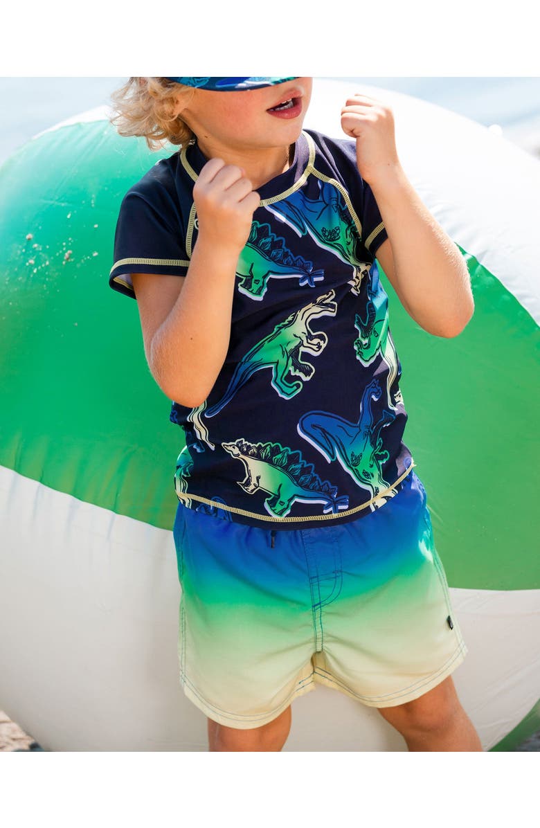 Deux par Deux Baby Boy's Swim Trunks Blue, Green, And Lime Gradient, Alternate, color,