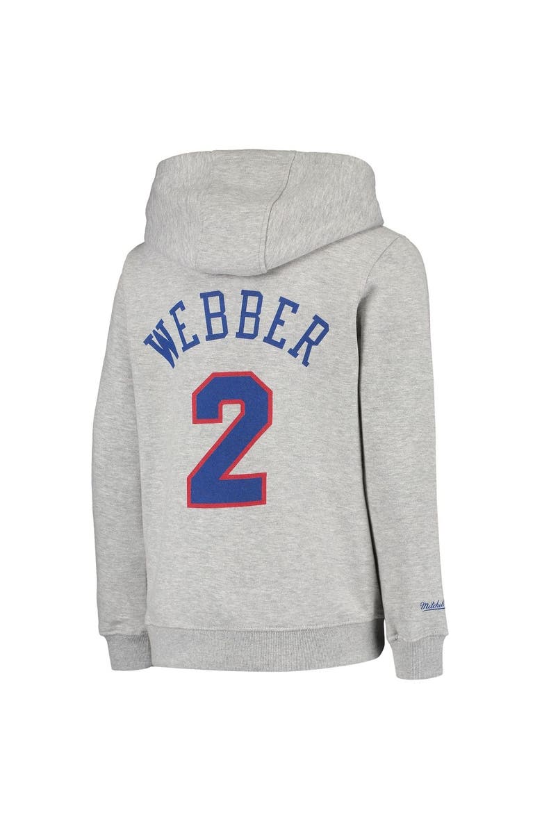 Mitchell & Ness Youth Mitchell & Ness Chris Webber Heathered Gray Washington Bullets Hardwood Classics Name & Number Pullover Hoodie, Alternate, color, 