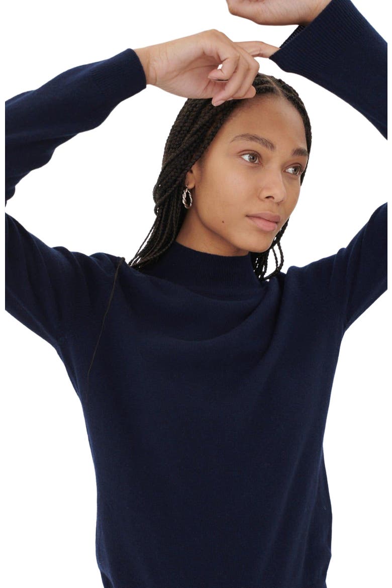 Cashmere Mock Neck Sweater, Alternate, color, navy