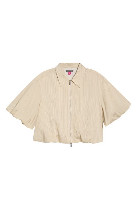 Stripe Crop Bubble Jacket