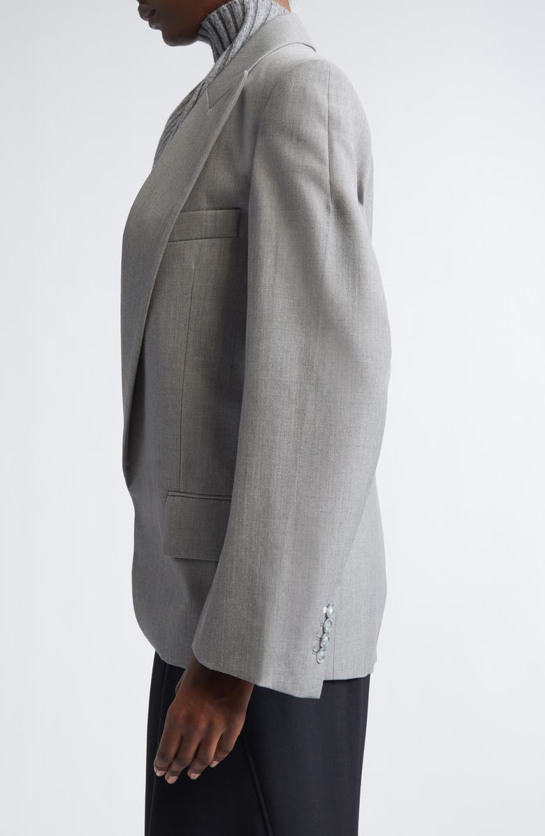 Victoria Beckham Sculptural Sleeve Virgin Wool Jacket, Alternate, color, Light Grey Melange