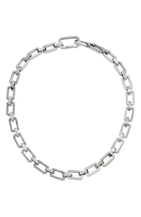 Pavé Crystal Geometric Link Choker