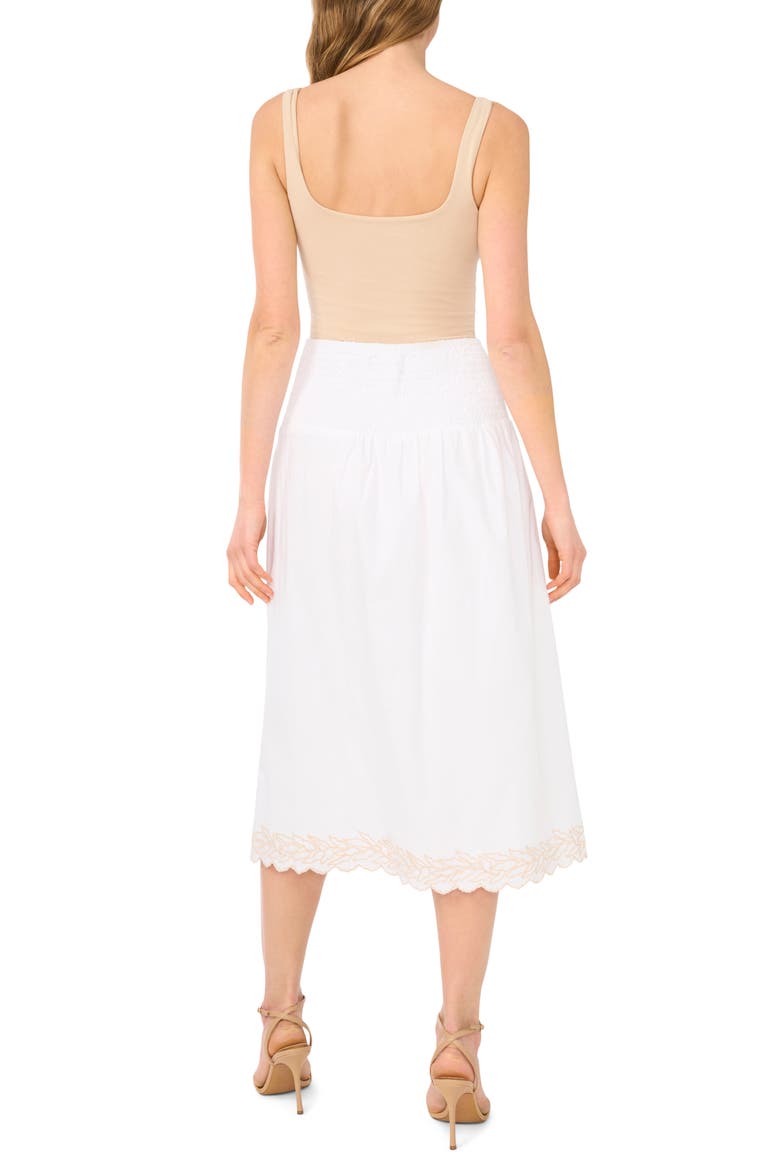 Embroidered Hem Cotton Midi Skirt, Alternate, color, BRIGHT WHITE