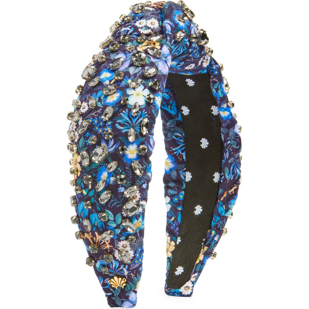 Lele Sadoughi Greta Liberty Crystal Knotted Headband In Indigo Garden