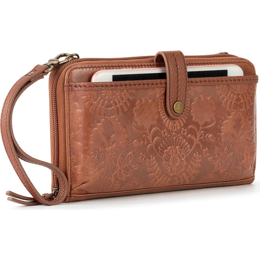 The Sak Iris Smartphone Crossbody In Tobacco Floral Emboss