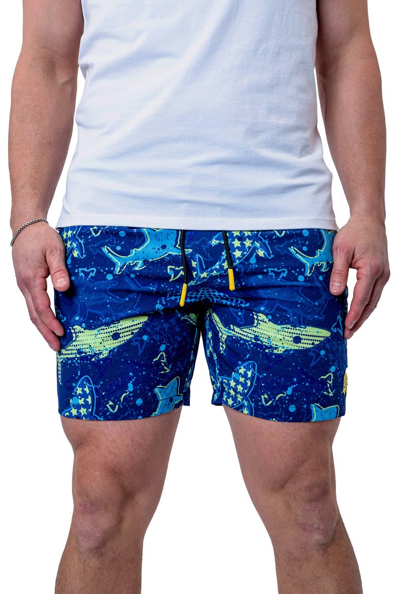 Lion Shark Blue Swim Trunks, Main, color, BLUE