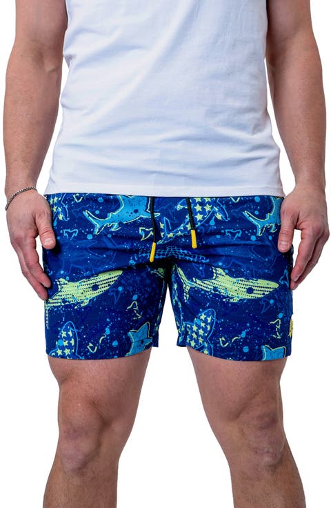 Lion Shark Blue Swim Trunks