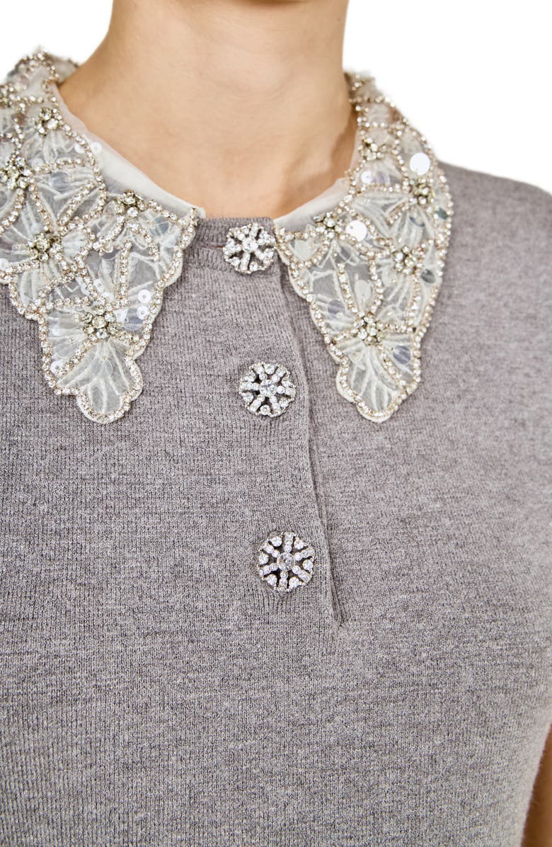 Endless Rose Removable Collar Knit Minidress, Alternate, color, Charcoal