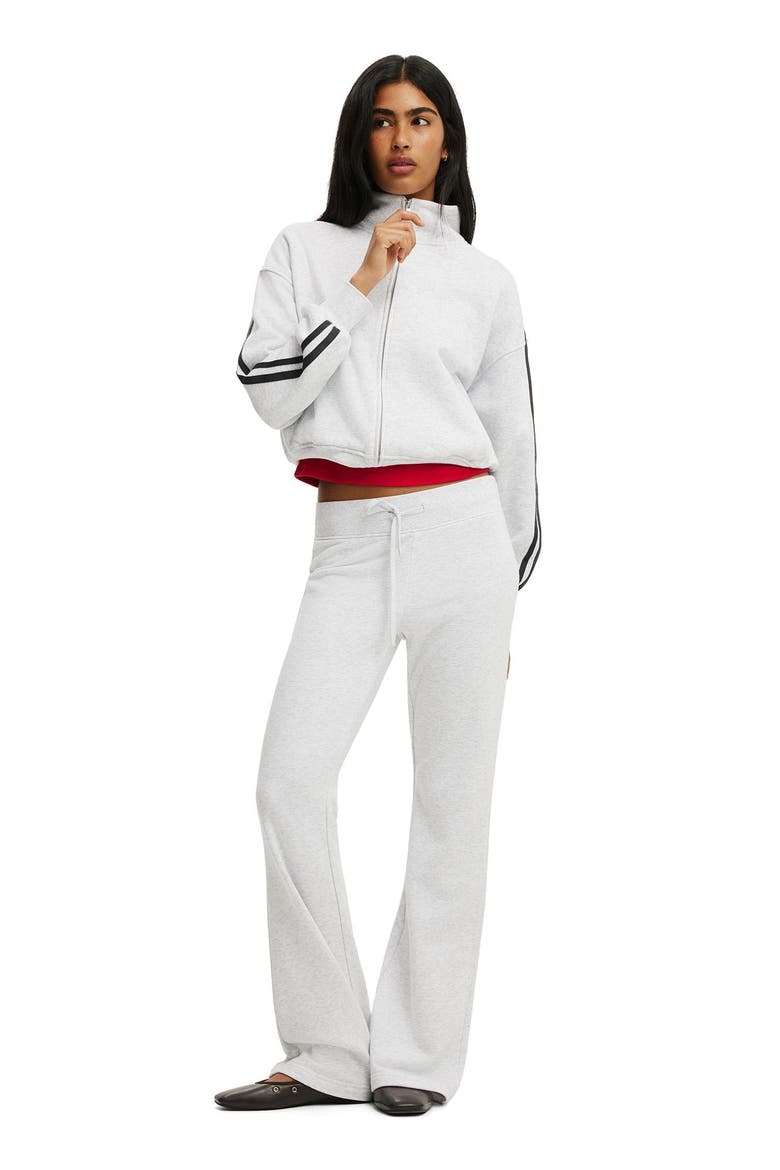 Women's Funnel Neck Fleece Zip Through, Alternate, color, Light Grey Marle Taping