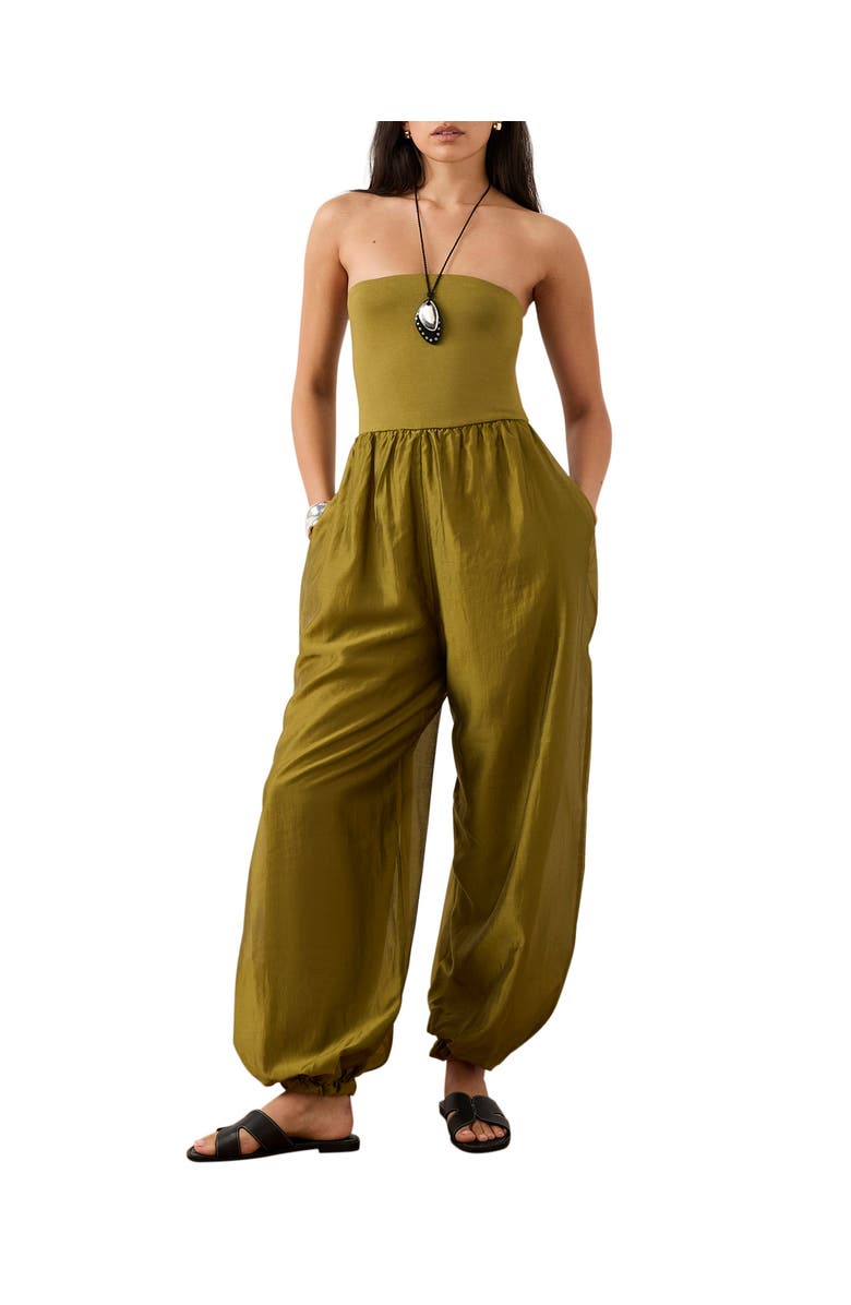 MINT VELVET Bandeau Balloon Jumpsuit, Main, color, Green