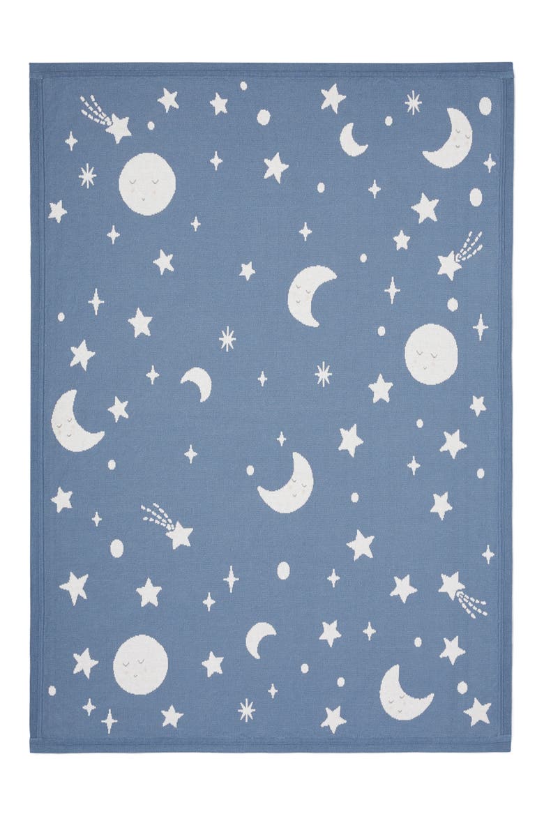 Celestial Cotton Knit Blanket, Alternate, color, BLUE