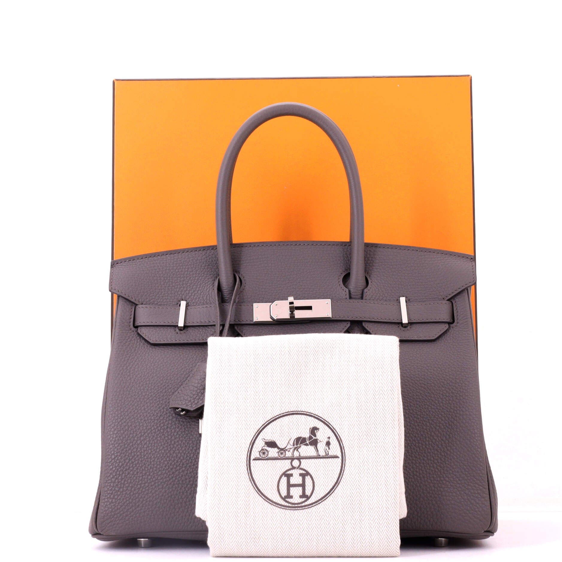 Pre-Owned Hermes Birkin Handbag Grey Togo with Palladium Hardware 30, Alternate, color, Etain