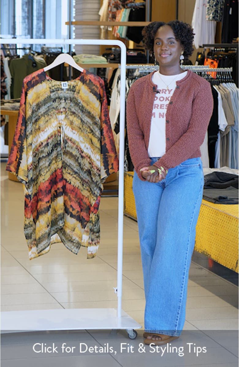 Printed Asymmetric Tie Front Cardigan, sales video thumbnail