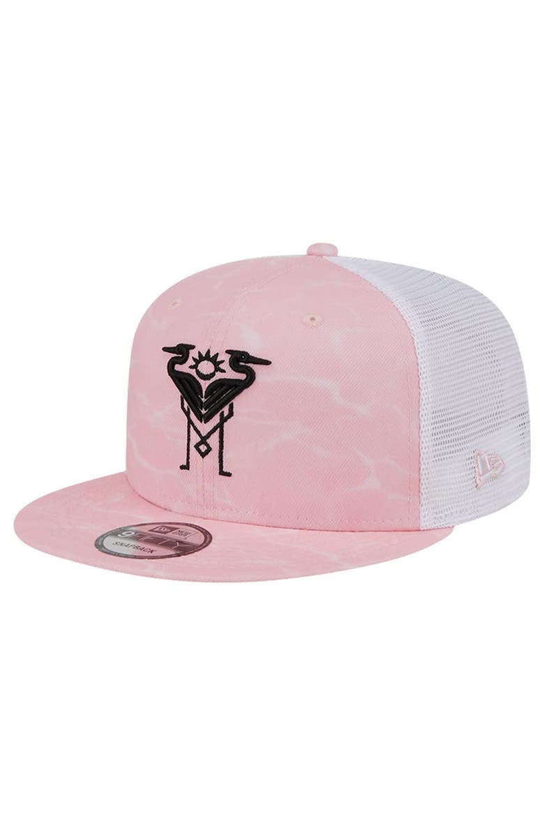 New Era Men's New Era Pink Inter Miami CF Flow 9FIFTY Trucker Snapback Hat, Main, color,