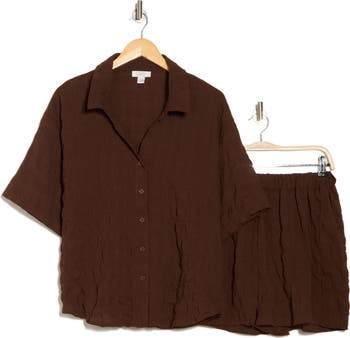 Crinkle Cover-Up Top & Shorts Set