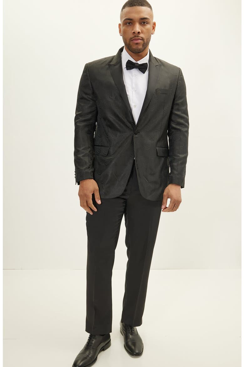 Peak Lapel Tuxedo Jacket, Alternate, color, BLACK