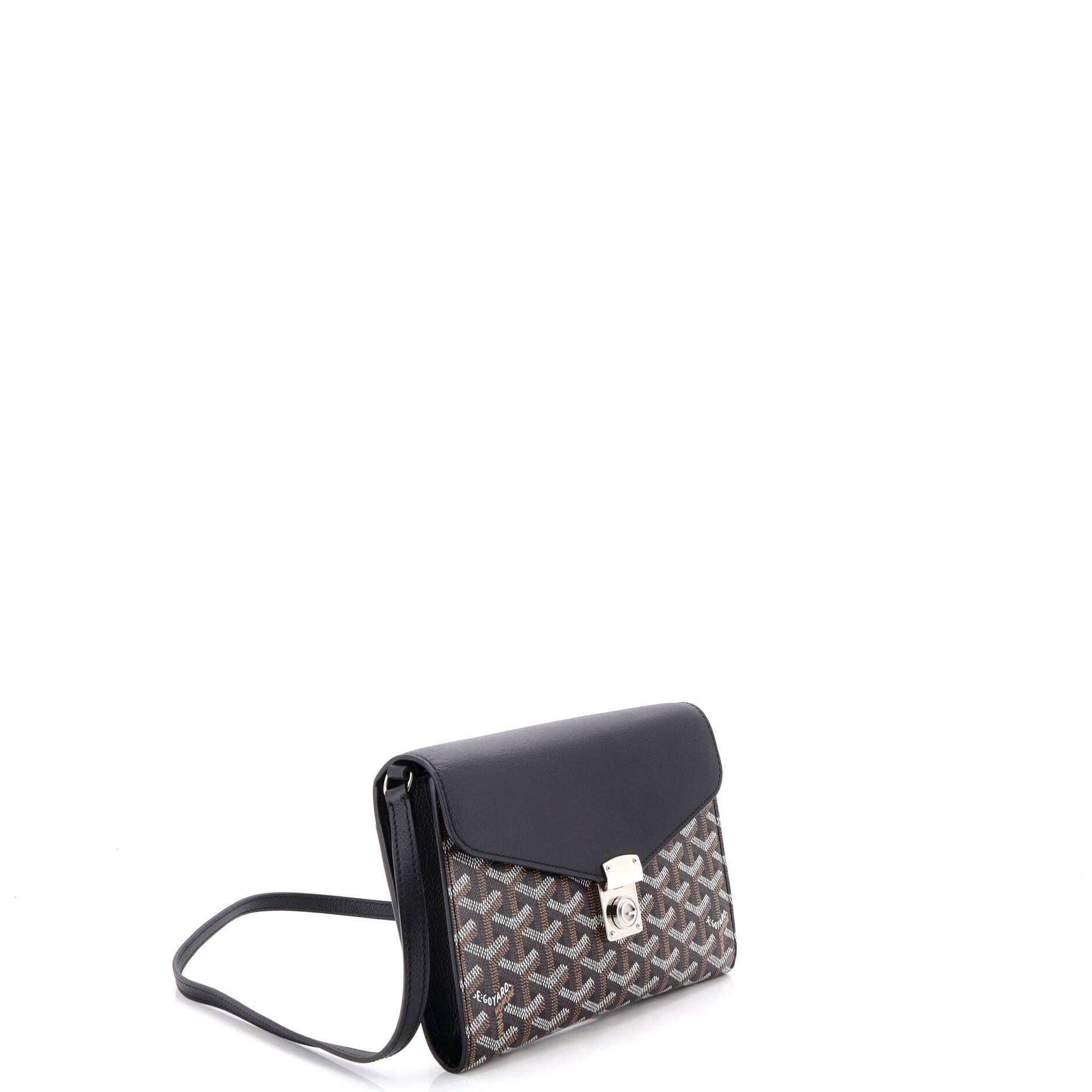Chypre Wallet on Strap Coated Canvas with Leather, Alternate, color, Black